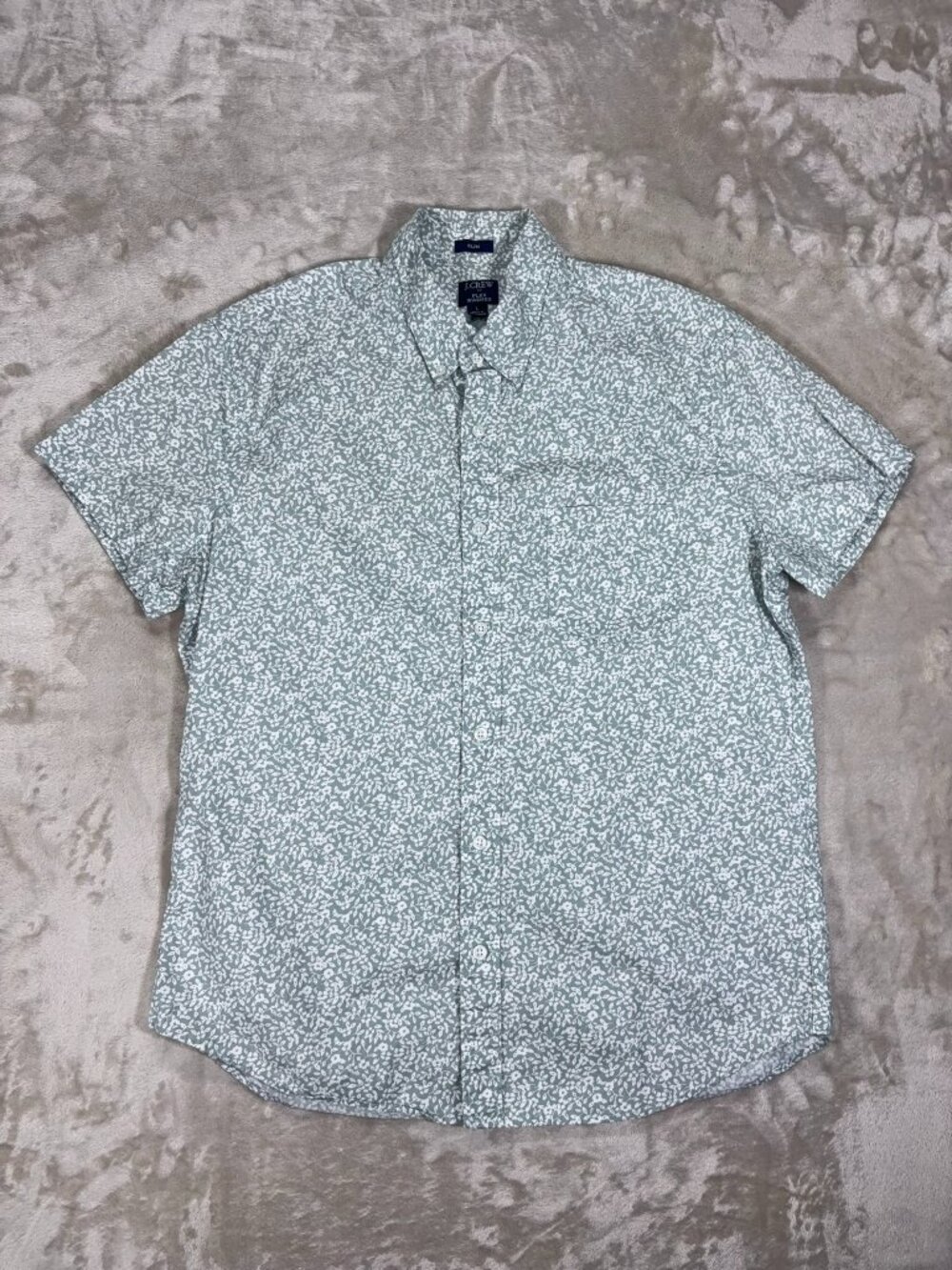 J.Crew Men's Button Down Shirt Floral Slim Short Sleeve Flex Washed - Size Large